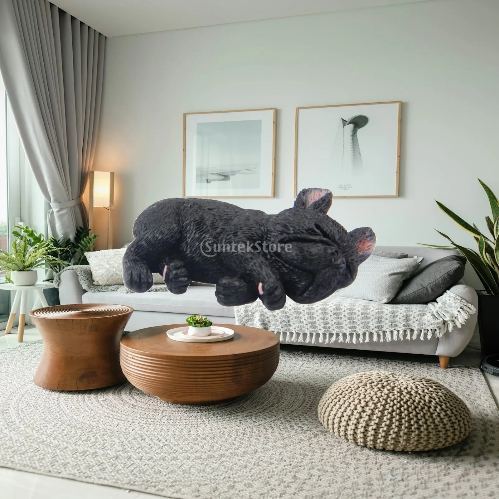 Sleeping Corgi Dog Mini Figurine Resin Animal Decoration Garden Dollhouse for Home and Office