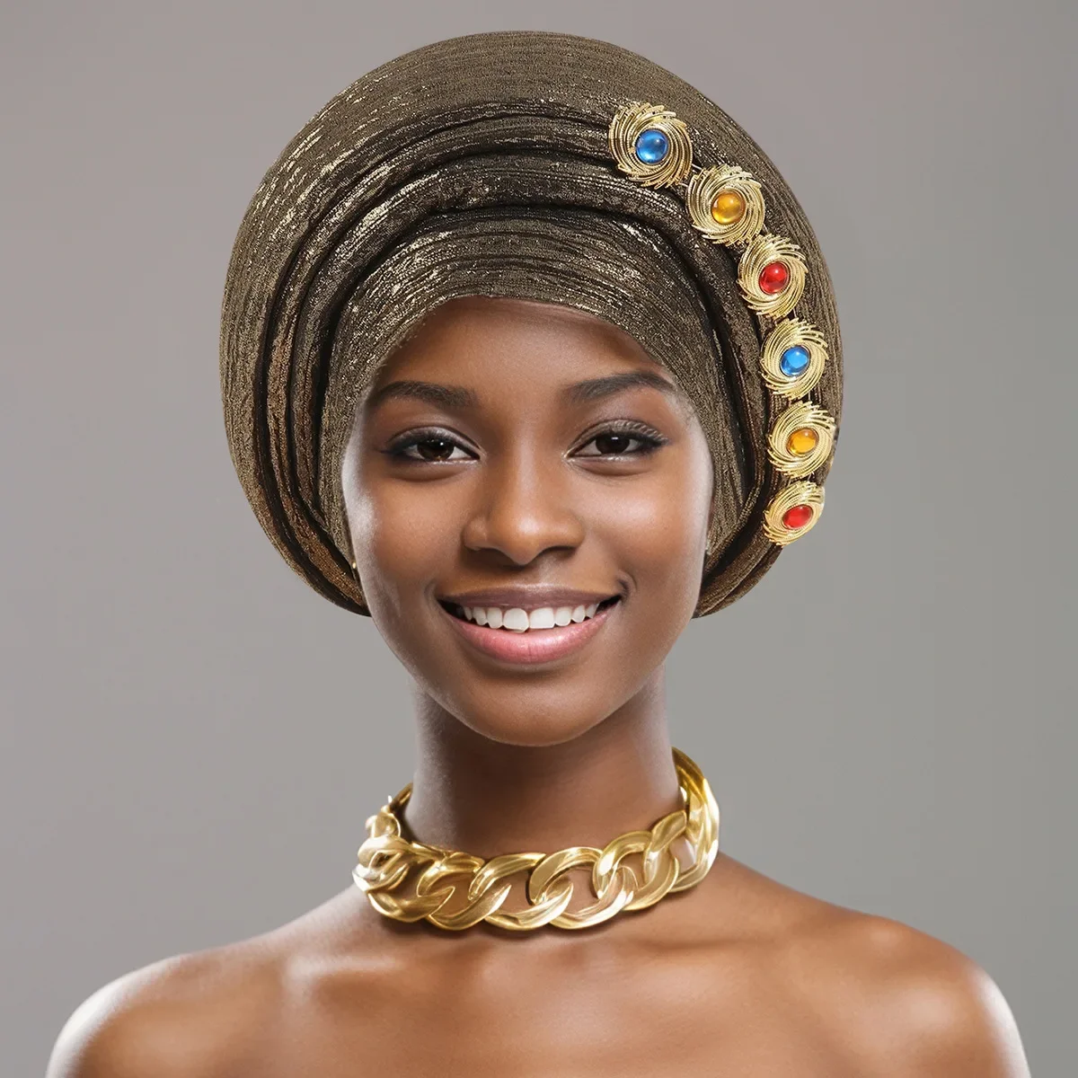 

African Headtie Women's Turban Cap Nigeria Auto Gele Wedding Party Headpeice Female Head Wraps Already Handmade Autogele