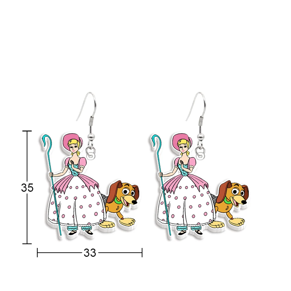 W Hot Sale Disney Toy Story Woody Acrylic Earrings Hook New Accessories For Girls Colorful Earrings Cute Jewelry