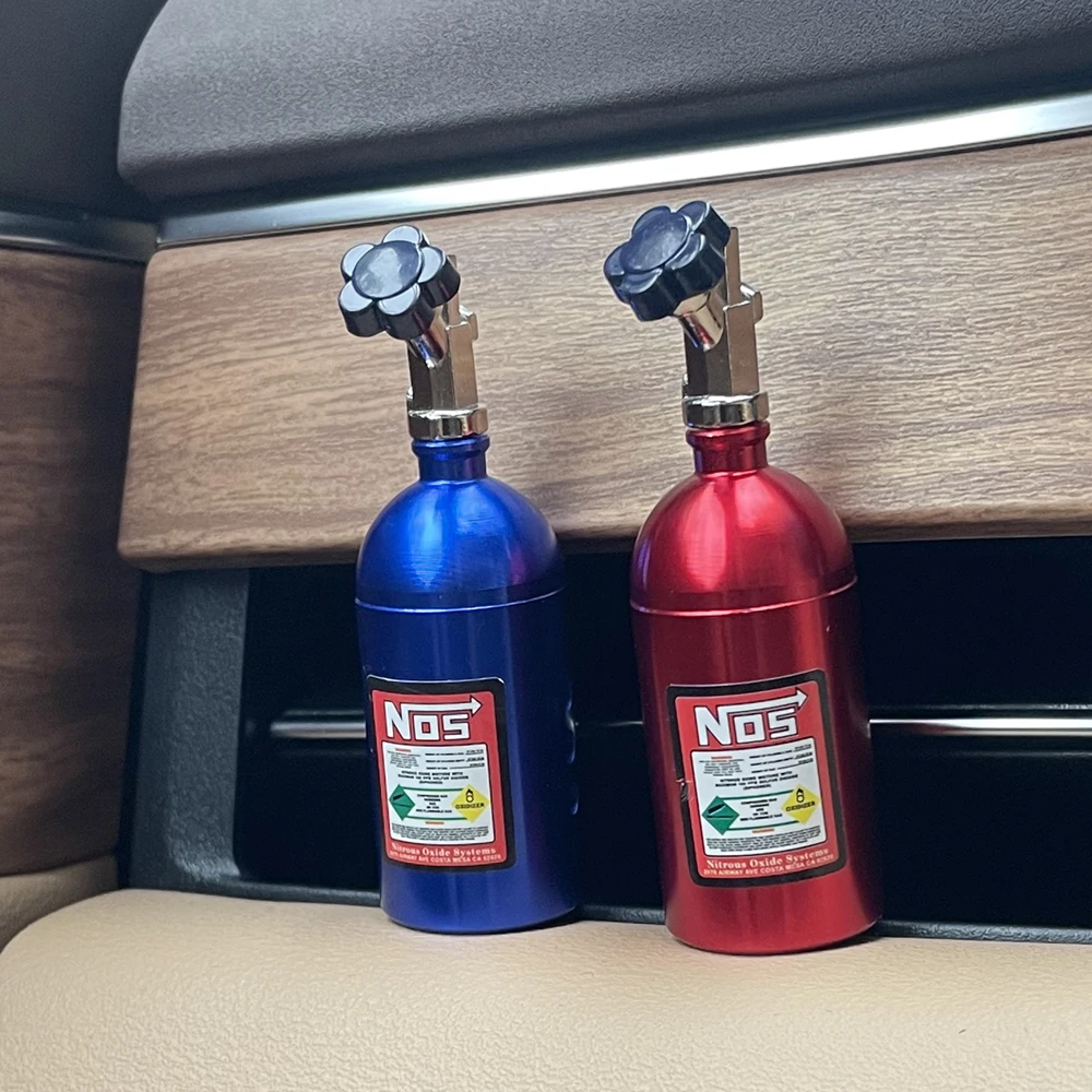 NOS Bottle Car Air Freshener Blue/Red/Black Billet Aluminium Scent Boxed Car Air Vent Perfume Refill Freshener