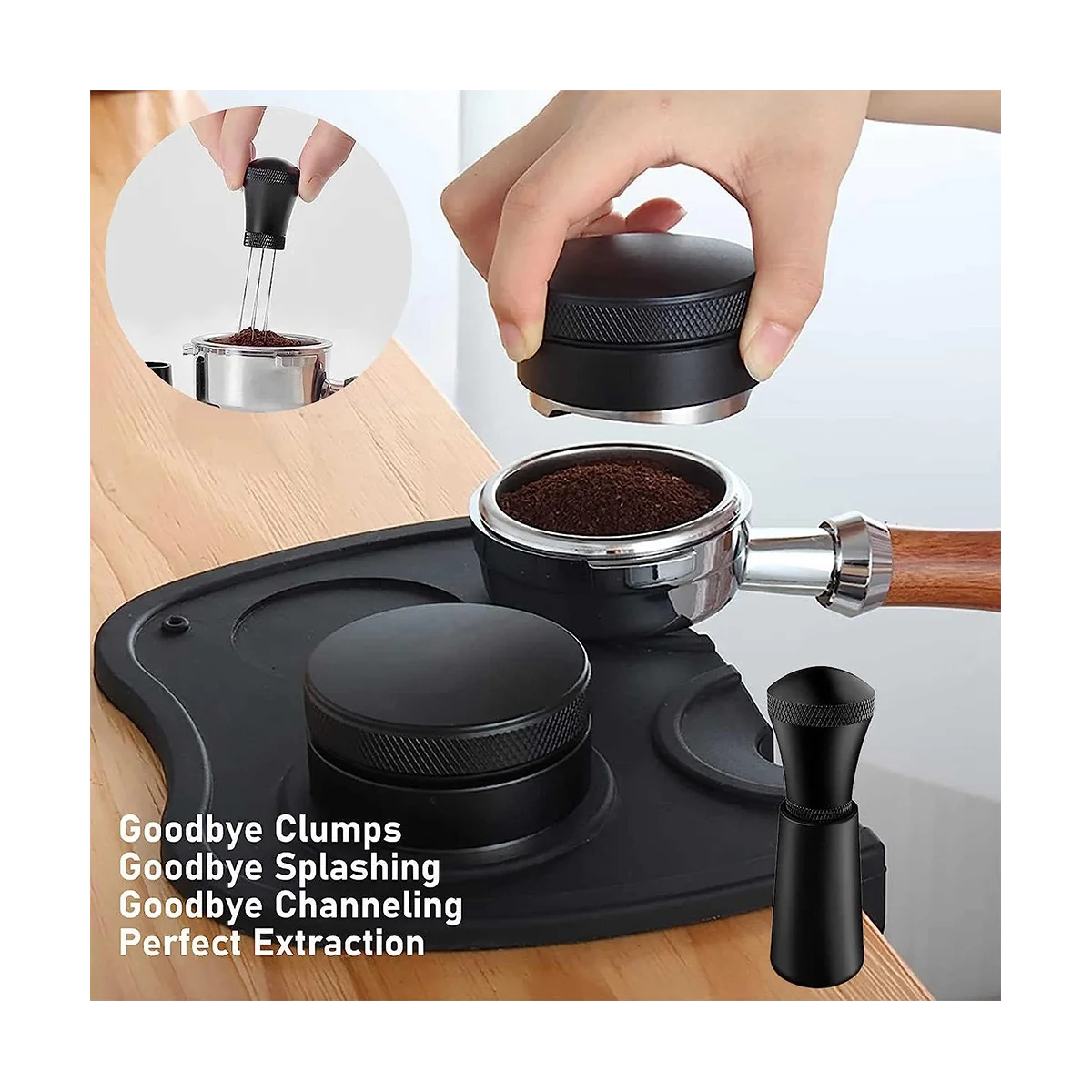 53 มม.304 สแตนเลส 3 มุมและฐานแบน Double HEAD ผงกาแฟ Tamper ESPRESSO Porfilter กรอง