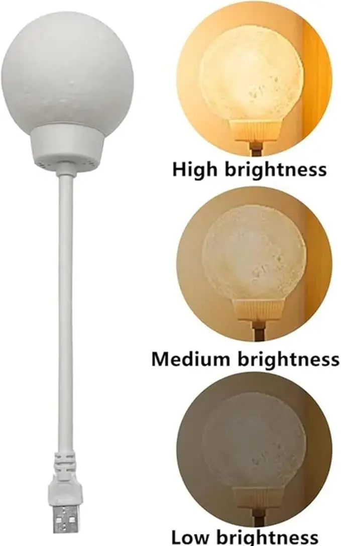 Moon Lamp - Voice Controlled Night Light With 3 Color Temperature Dimming, USB-Powered, Energy-Saving LED Lamp