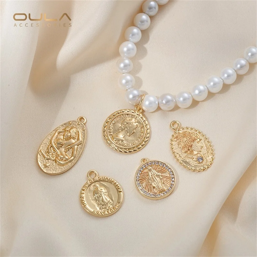 14k Gold-plated Accessories, French Retro Round Plate Pearl Necklace Bracelet, Diy Accessory Materials, Niche Design Sense