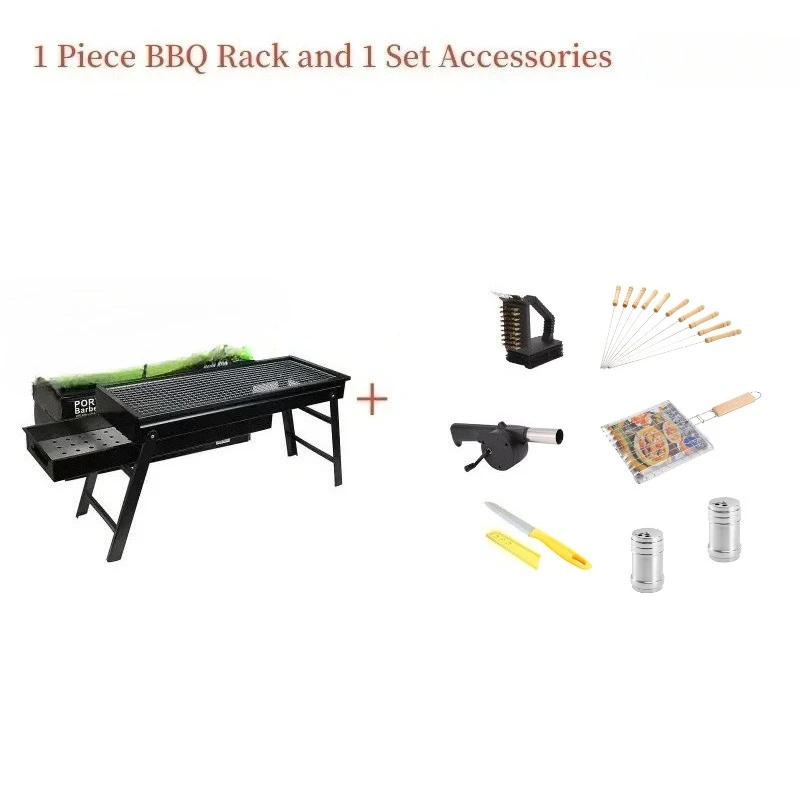 BAYKINGWIN Neuer großer BBQ-Grill, zusammenklappbar, tragbar, Holzkohle, Outdoor, Camping, Picknick, Brenner, faltbar, Holzkohle-Camping-Grillofen 5