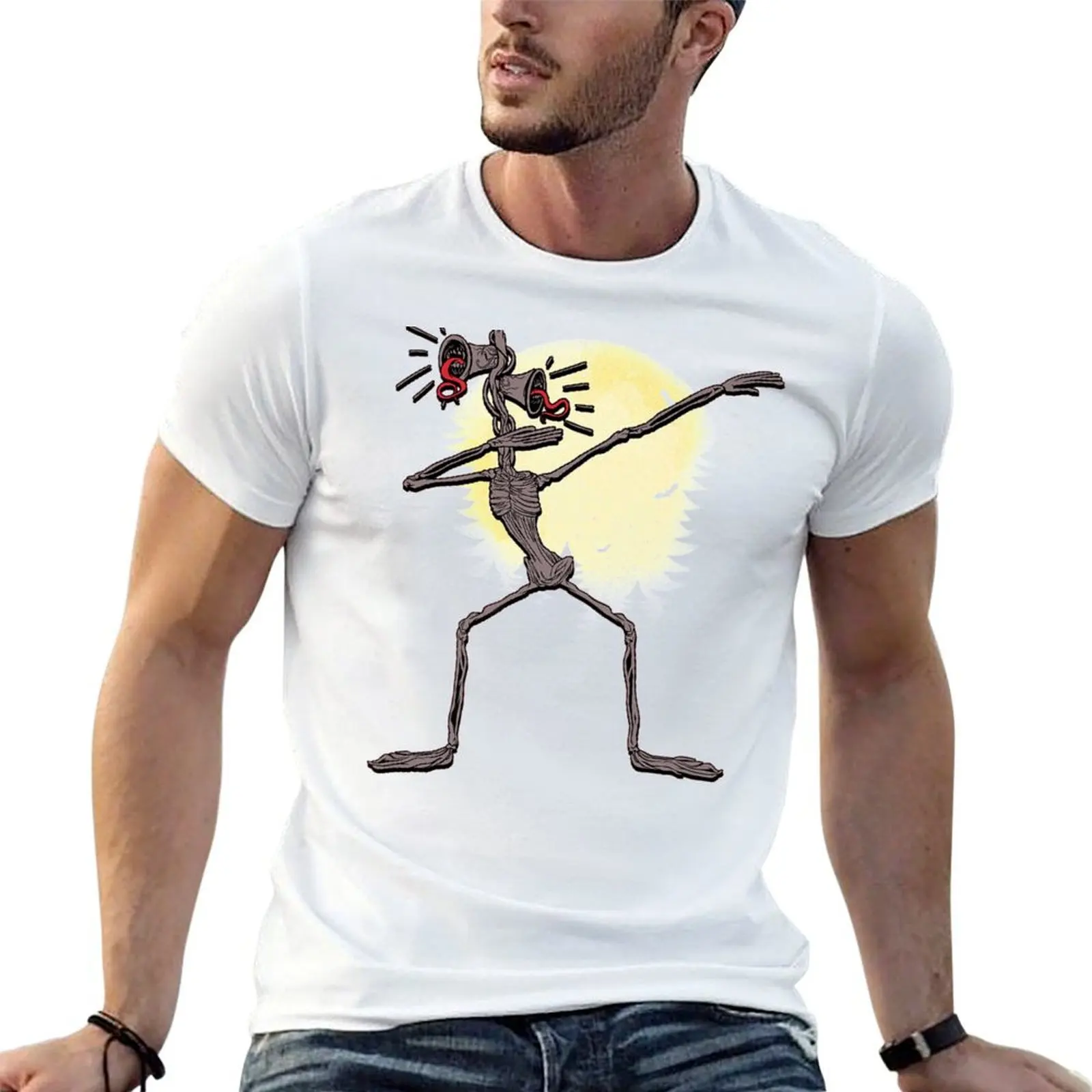 Funny dabbing Siren Head halloween meme full moon Gift For Men and Womens, Halloween day, Thanksgiving, Christmas day T-Shirt