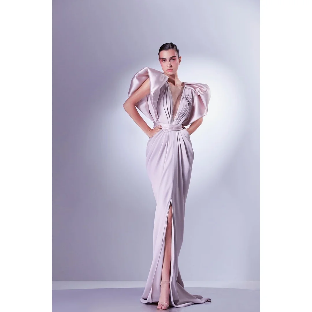 تخصيص عالية الجودة جيرسي حورية البحر كاب كم فساتين السهرة الخامس الرقبة أكمام سستة الظهر لوحة قطار كوكتيل D #3