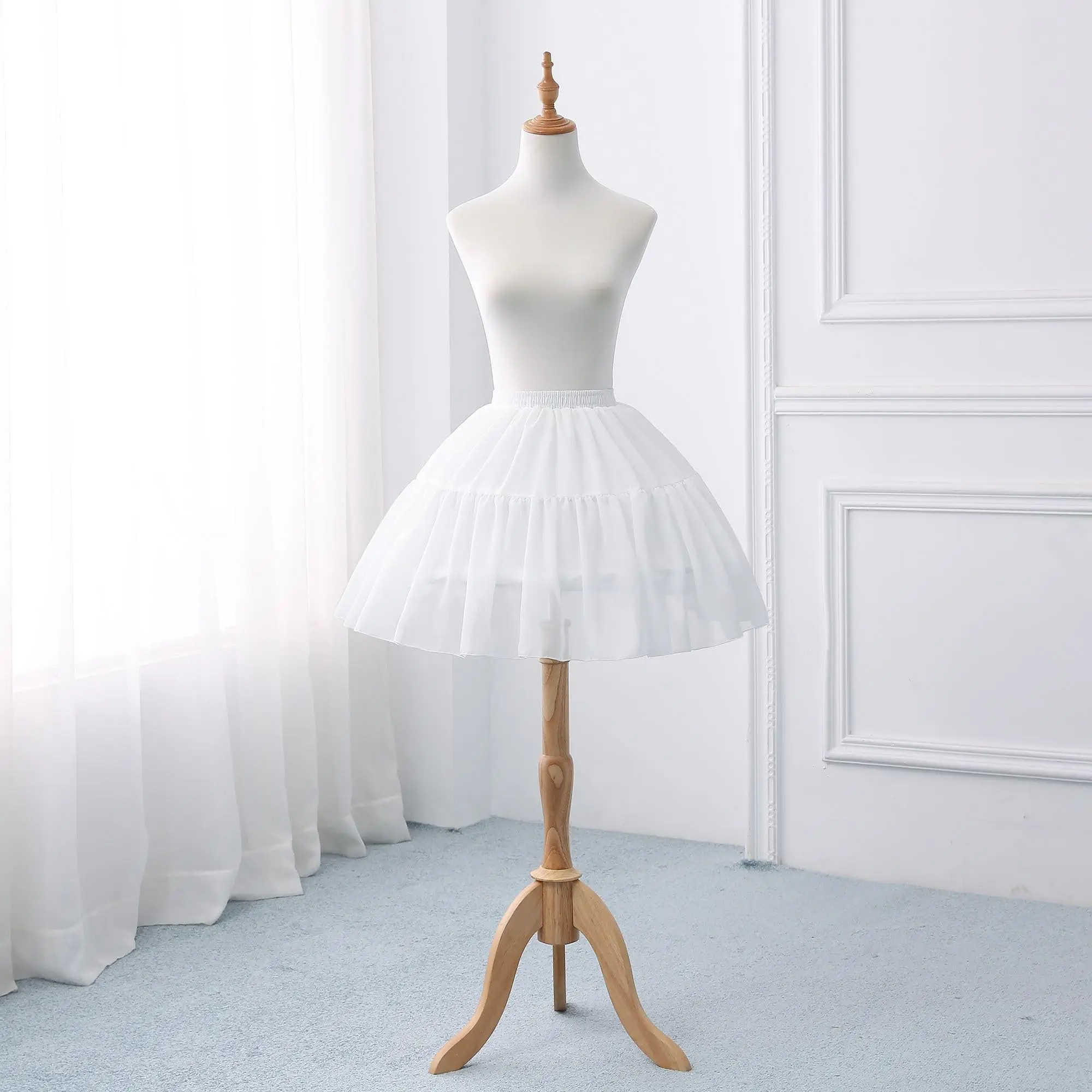 Lolita Crinoline Petticoat Vrouwen Meisjes Wit Chiffon 2 Hoepels Korte Petticoat Cosplay Crionline Prom Baljurk