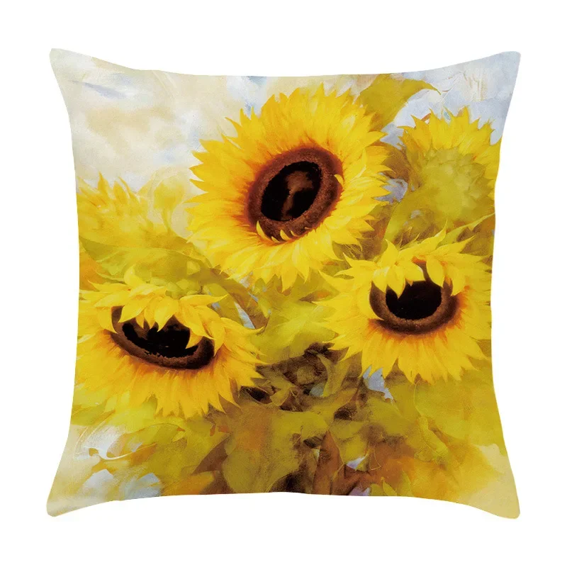 45X45 Sunflower Print Pattern Cushion Cover for Home Living Room Bedroom Sofa Decoration Throw Pillow