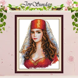 Maiden in Red Patterns Counted Cross Stitch Set DIY 11CT 14CT 16CT Stamped DMC Cross-stitch Kit Embroidery Needlework Home Decor