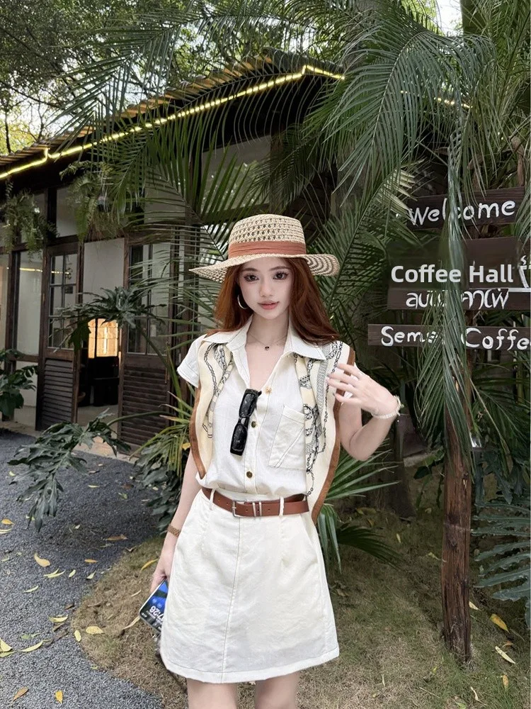 

Fashionable Workwear Shirt And High Waist Skirt Two Piece Set Women's Chic Summer 2026 Slimming Versatile Stylish Ensemble