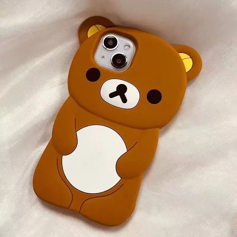 For iPhone SE X XS XR 4 4S 5 5S 7 8 11 12 13 14 15 Plus 16 17 Pro Max 3D Bear Couple Silicone Cartoon Phone Case, image 2