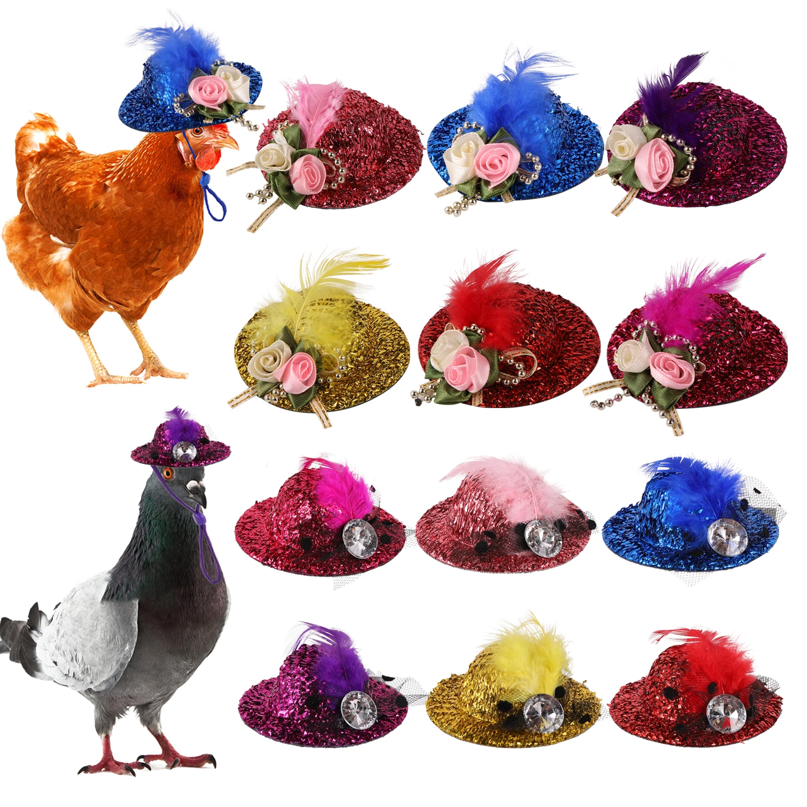 Chicken Hat for Hens Tiny Pets Funny Chicken Accessories Hen Top Hat for Rooster Duck Parrot Hamster Poultry Stylish Show Costum