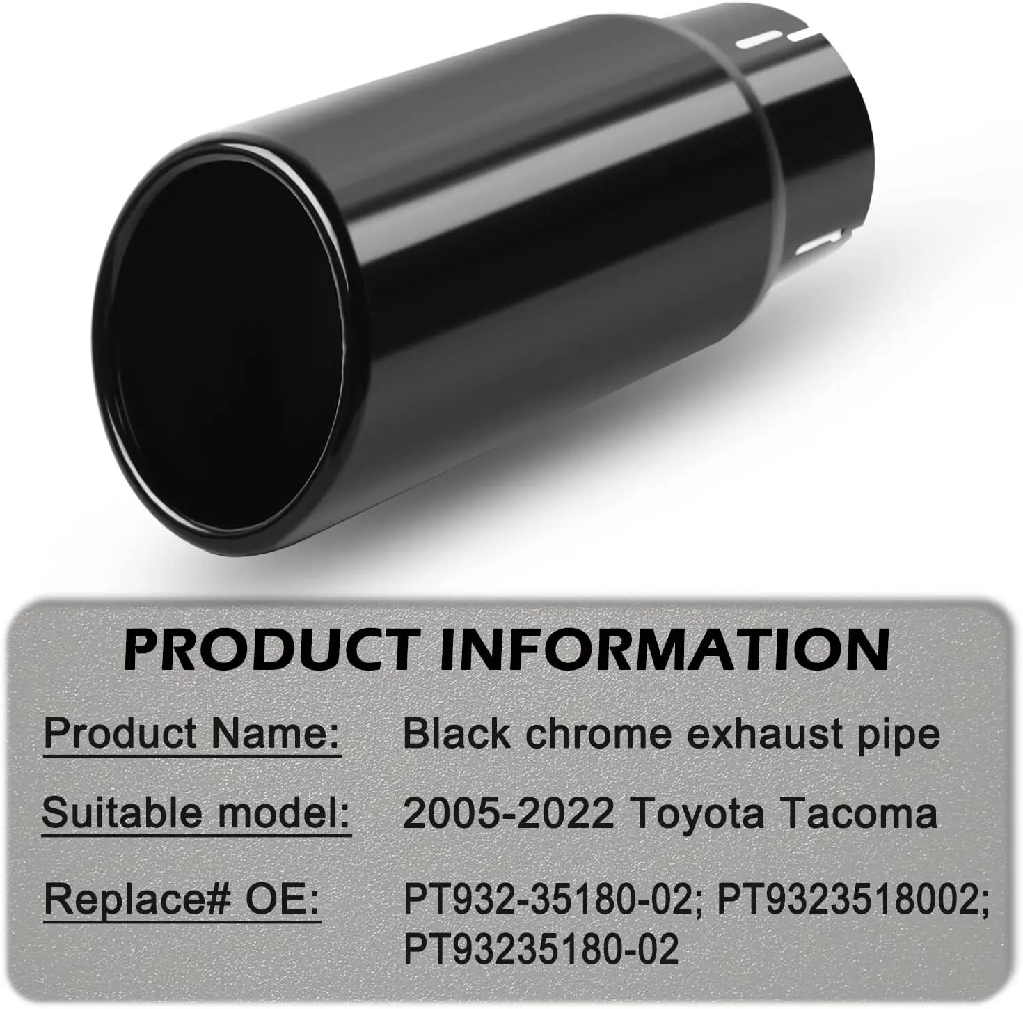 PT932-35180-02 نمط طويل سيارة كروم العادم تلميح ل 2005-2022 تويوتا تاكوما الأسود TP-1015