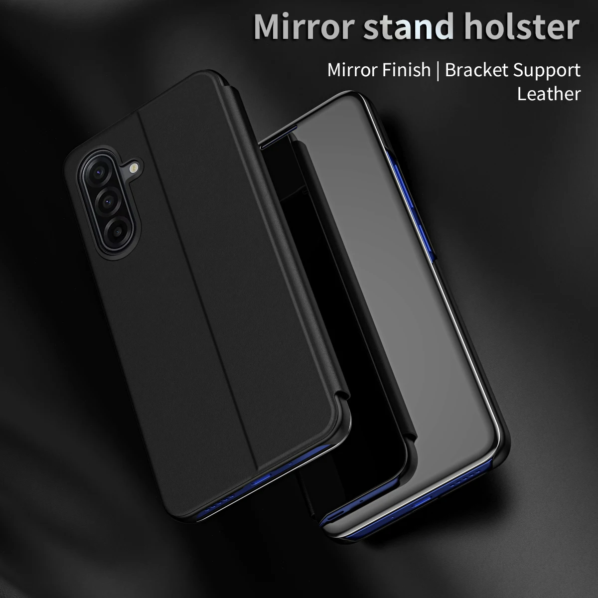 

Luxury Clear Mirror Stand Case For Samsung Galaxy A17 PU Leather Flip Holster Protective Full Cover, Shockproof Shell Skin