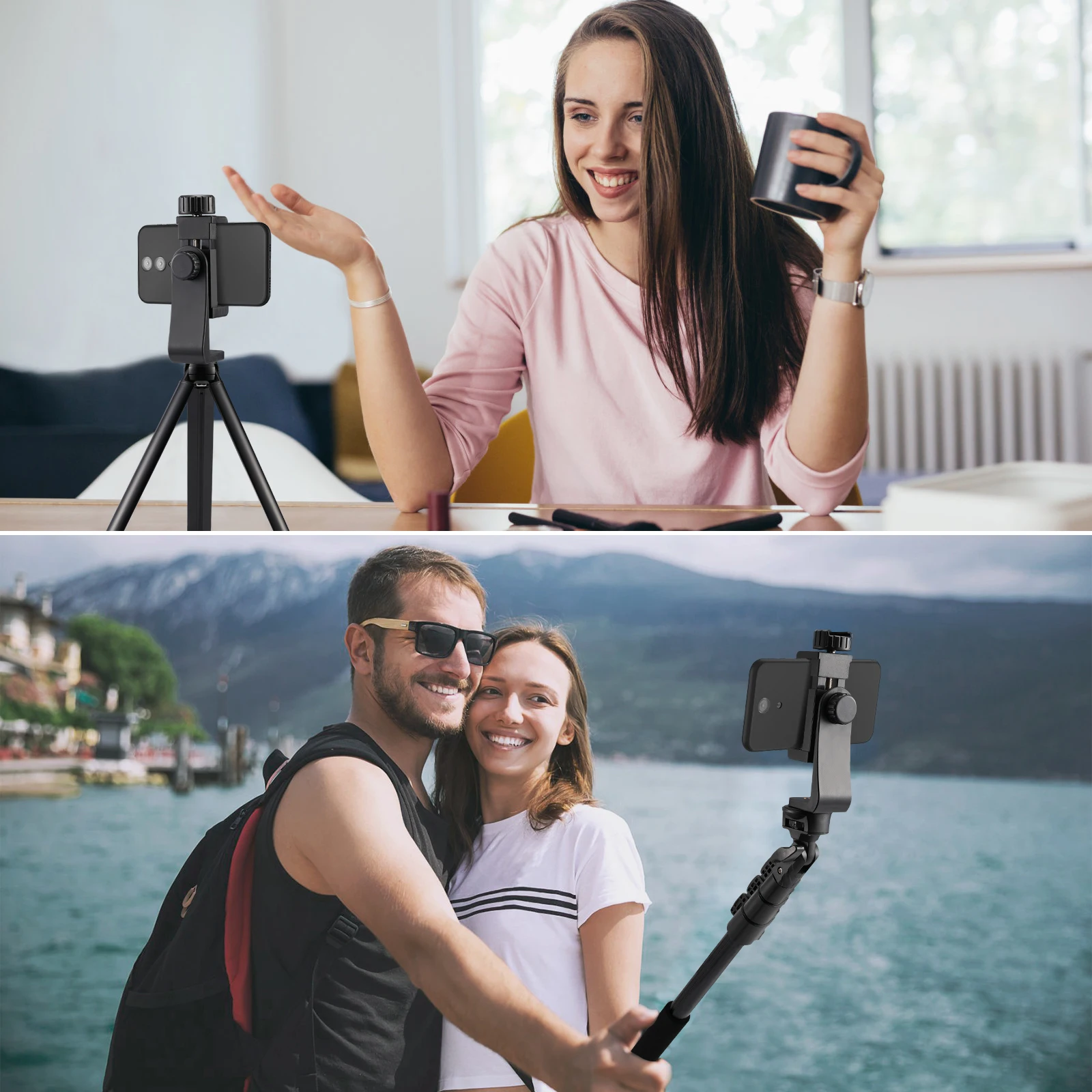 CAMOLO Bluetooth Selfie Stick Tripod Stand Portable Extended Phone Tripod with Phone Holder for iPhone/Samsung/Huawei Xiaomi