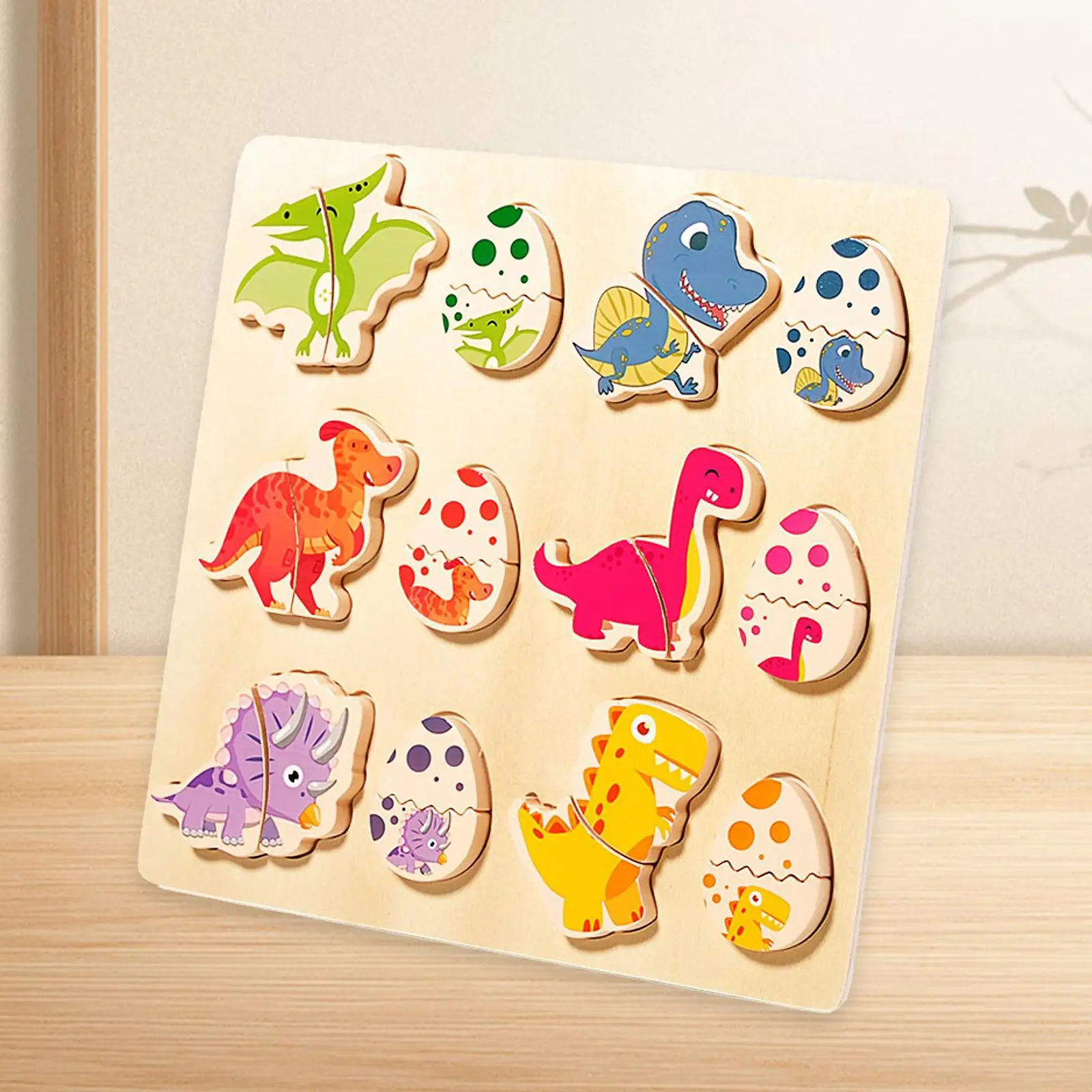 Wooden Dinosaur Puzzles Matching Sorting for Ages 1-3 Year Old Kids Baby