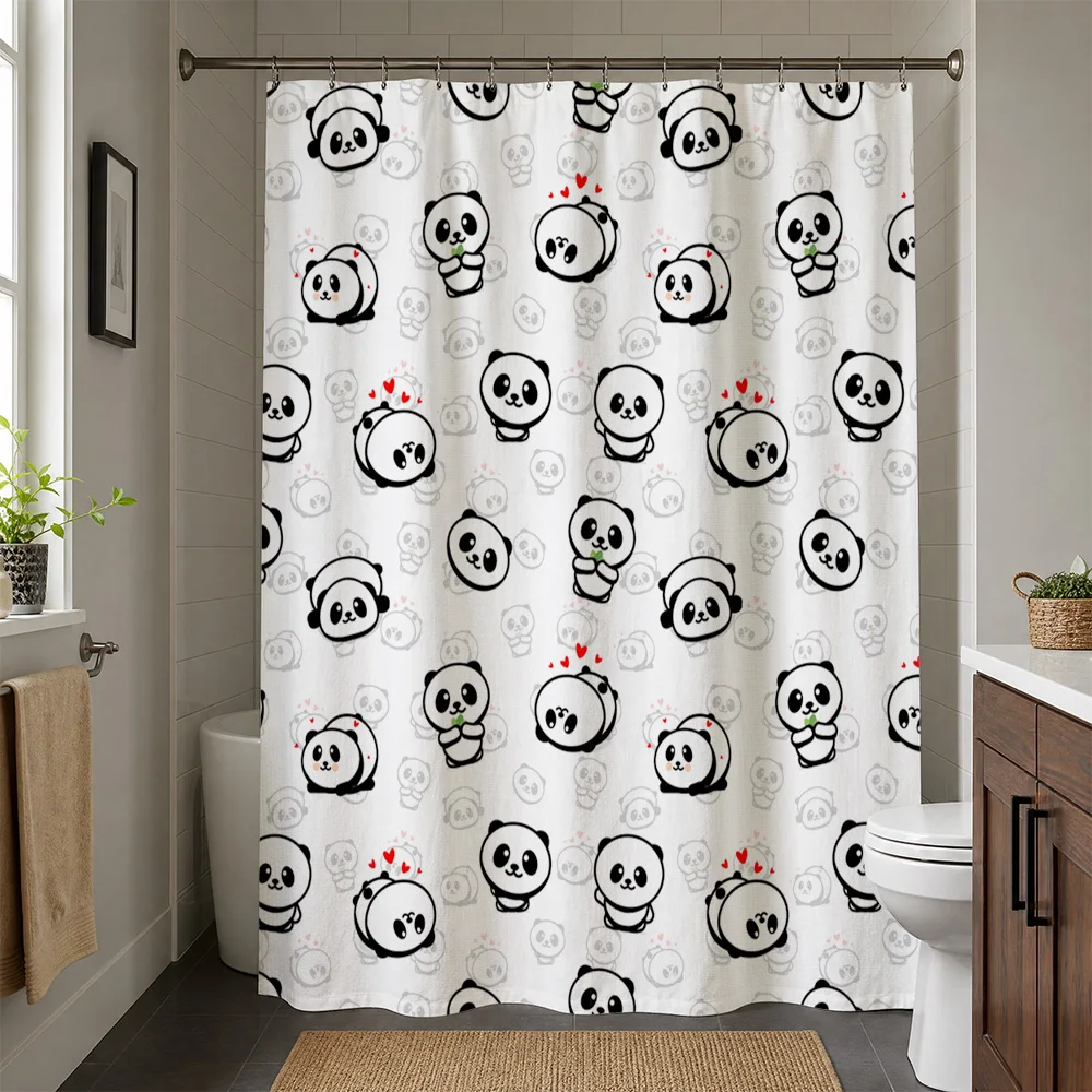 Super Cute Panda Cartoon Waterproof Shower Curtain Liner for Bathroom Decoration Home Decor Novelty Kids Bath Room Accessories