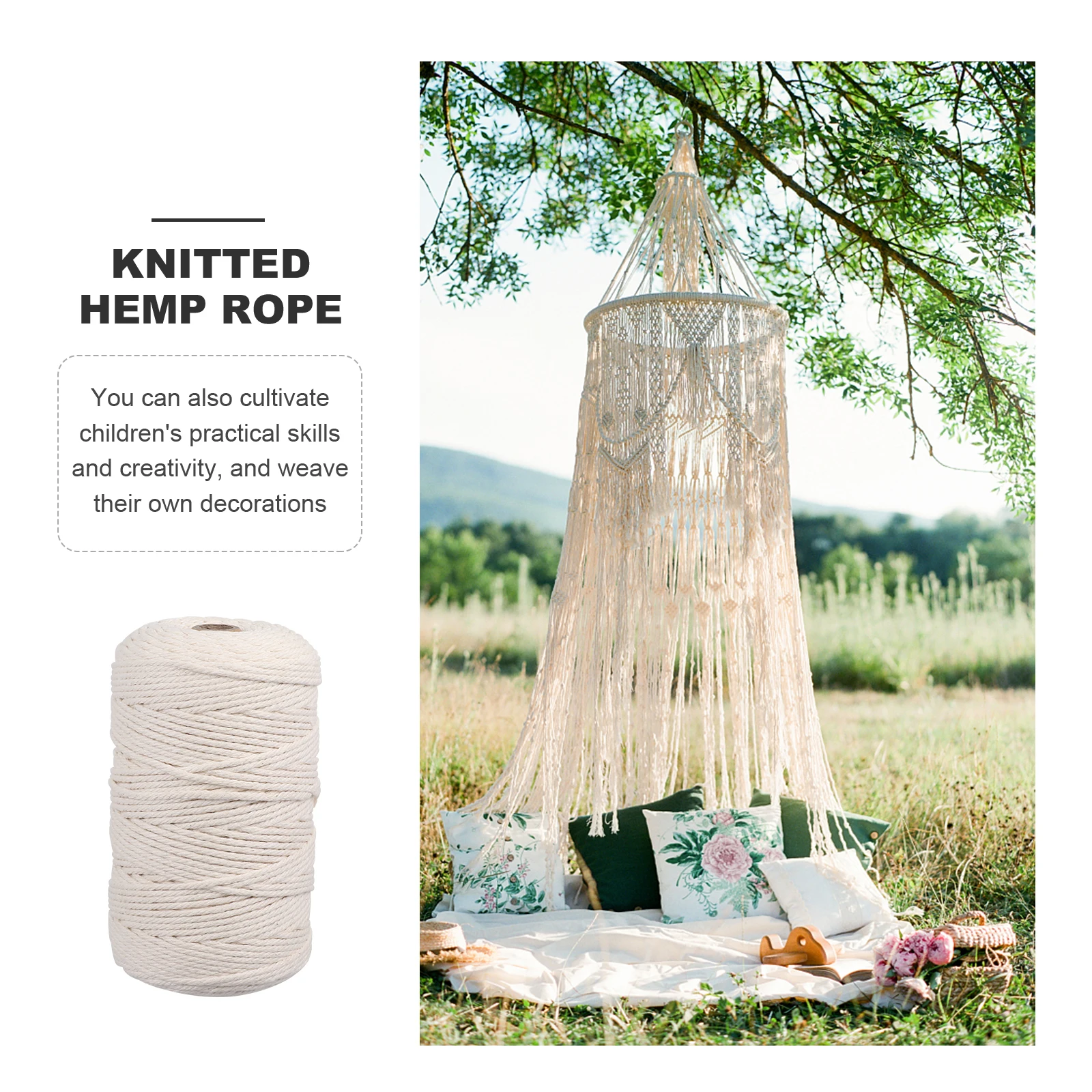 

200M Cotton Macrame Cord Beige Soft Texture Decorative Braided String Plant Hangers Wall Tapestries Bohemian Crafts