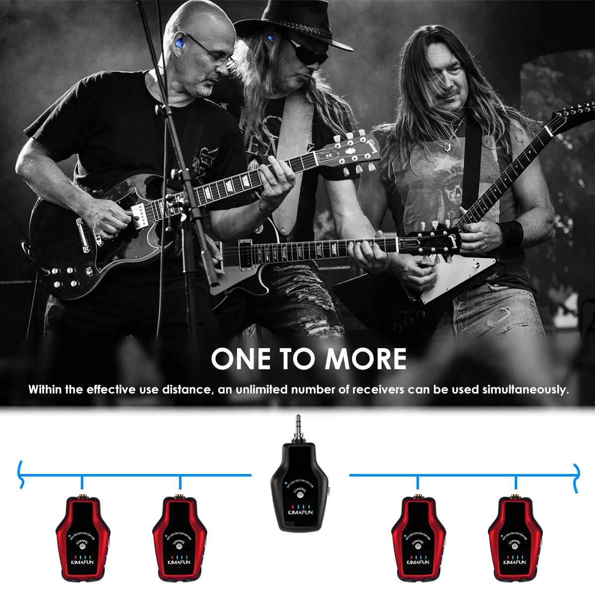 KIMAFUN KM-G150-3 IEM System Monitor Audio in-Ear per Stage Band Guitar Bass Amplifier altoparlanti registrazione della fotocamera trasmissione in diretta