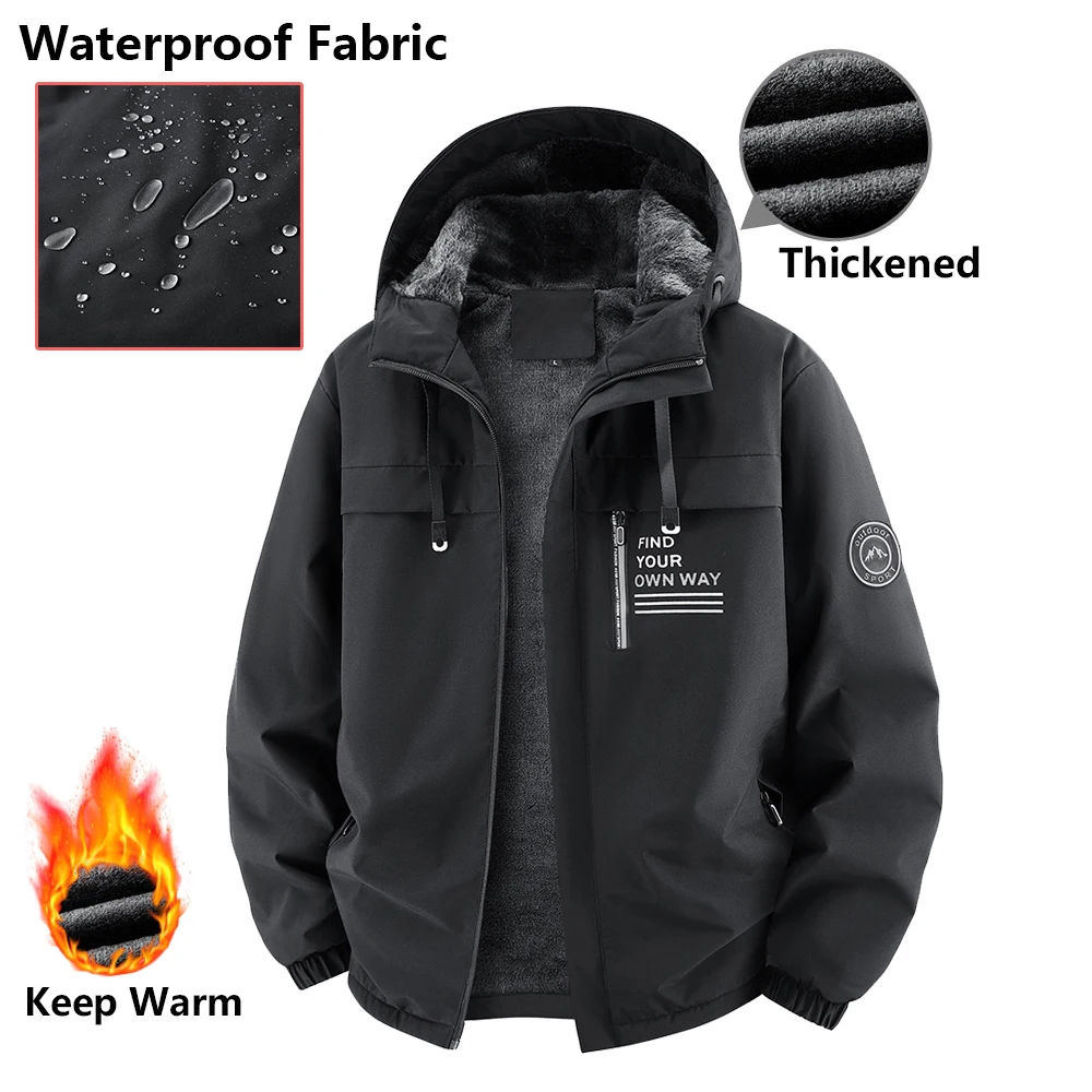 

Winter New Thick Warm Hooded Jacket Men's Fashion Casual Windproof And Waterproof Thermal Jackets Thickened Cotton Clothes Coat