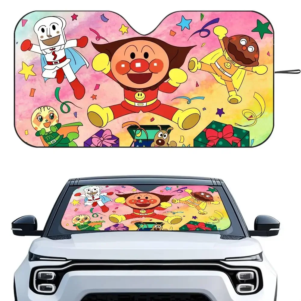 

A-Anpanman Anime Car SunShade Heat-insulating Aluminum FilmReusable Suction Cup Blocks UV Rays Car Sun Visor Protector