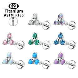 F136 Titanium Piercing 16G Internal Thread Lip Lip Cartilage 5A Zircon Piercing Opal Tragus Earrings Body Piercing Jewelry 2024