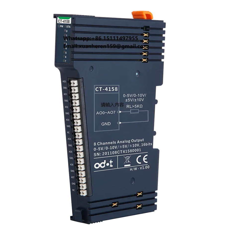Odot Analog Output IO Module CT-4158: 8 CH Voltage IO Card,0~5Vdc,-5~5Vdc,0~10Vdc,-10~10Vdc,16 bits,Single-end