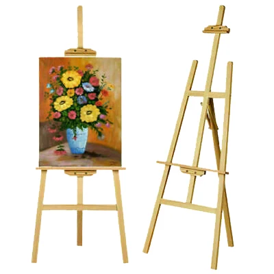 150cm Professional Studio Easel, Solid Pinewood Artist Easel Foldable and Adjustable, A-Frame Easel Stand for Art Craft Display