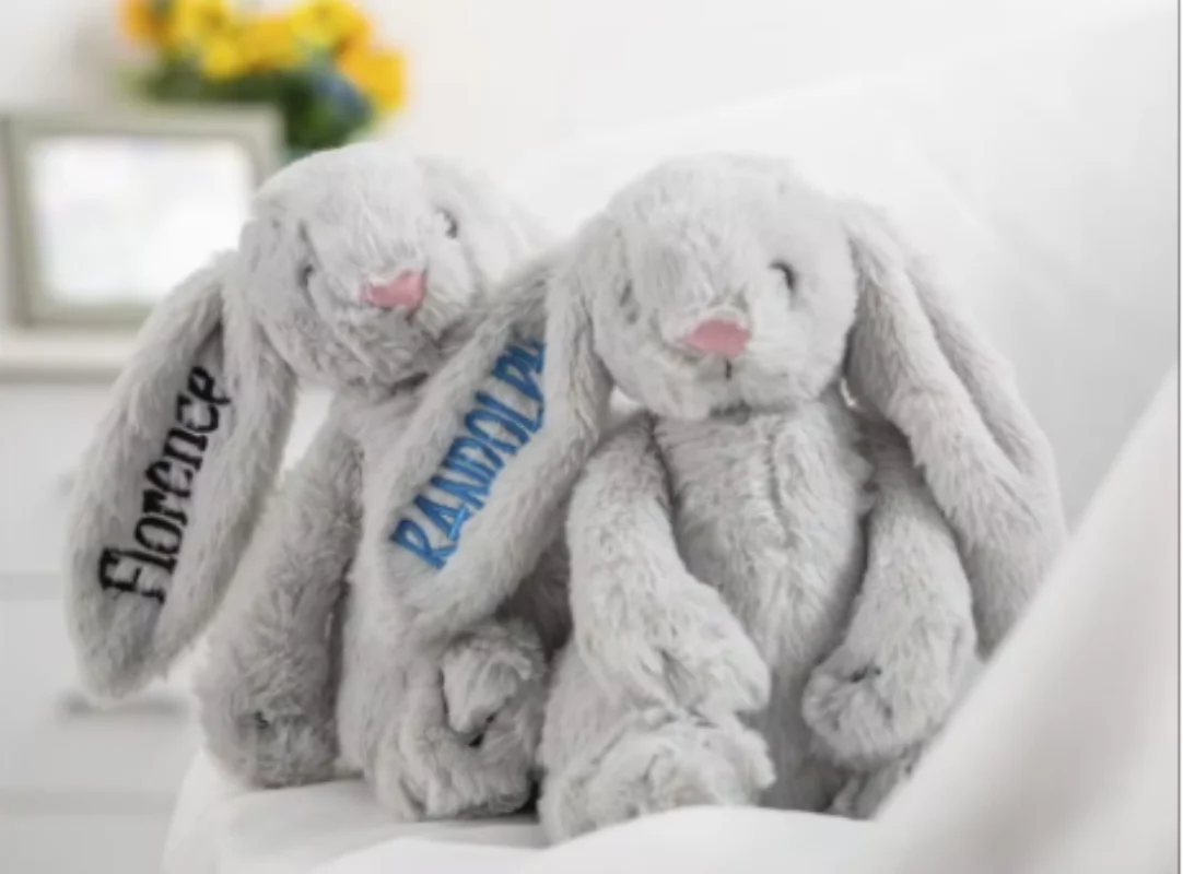 Custom Monogrammed Bunny for Baby Shower Personalized Stuffed Bunny Toy Easter Gift Embroidered Baby Bunny Gifts with Baby Name