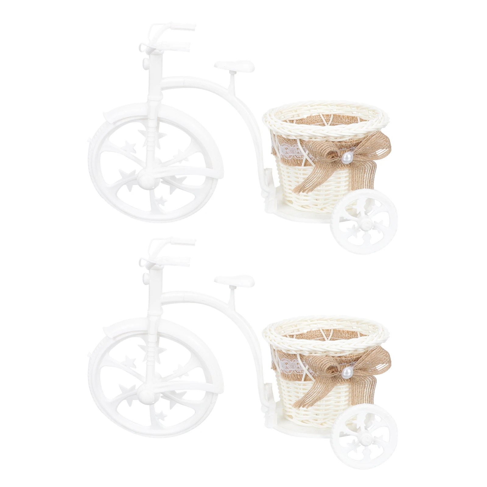 

2pcs Mini Bike Woven Flower Basket Flower Basket Small Rattan Decorative Iron Wire Durable Storage Fruit Gift Packing