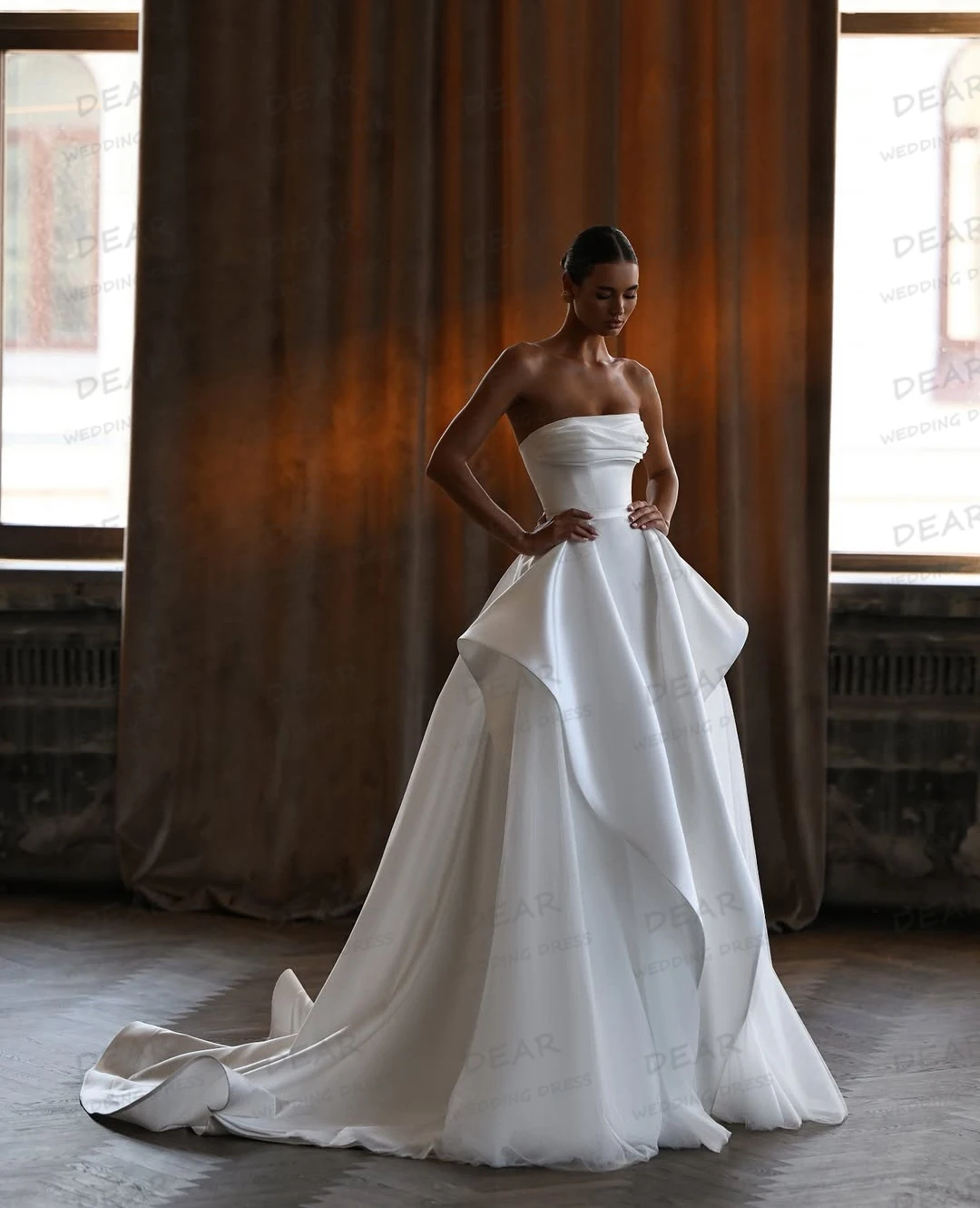 Simple Sexy Wedding Dresses Women's A Line Sleeveless Backless Tiered Ruffles Formal Bridal Gowns 2026 Robe De Mariée Customized