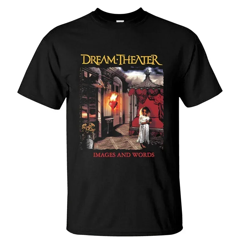 

2024 Men T Shirt Casual Images & Words T-Shirt Black By Dream Theater Graphic Summer Short Sleeves 100% Cotton S-3XL Cool Tee