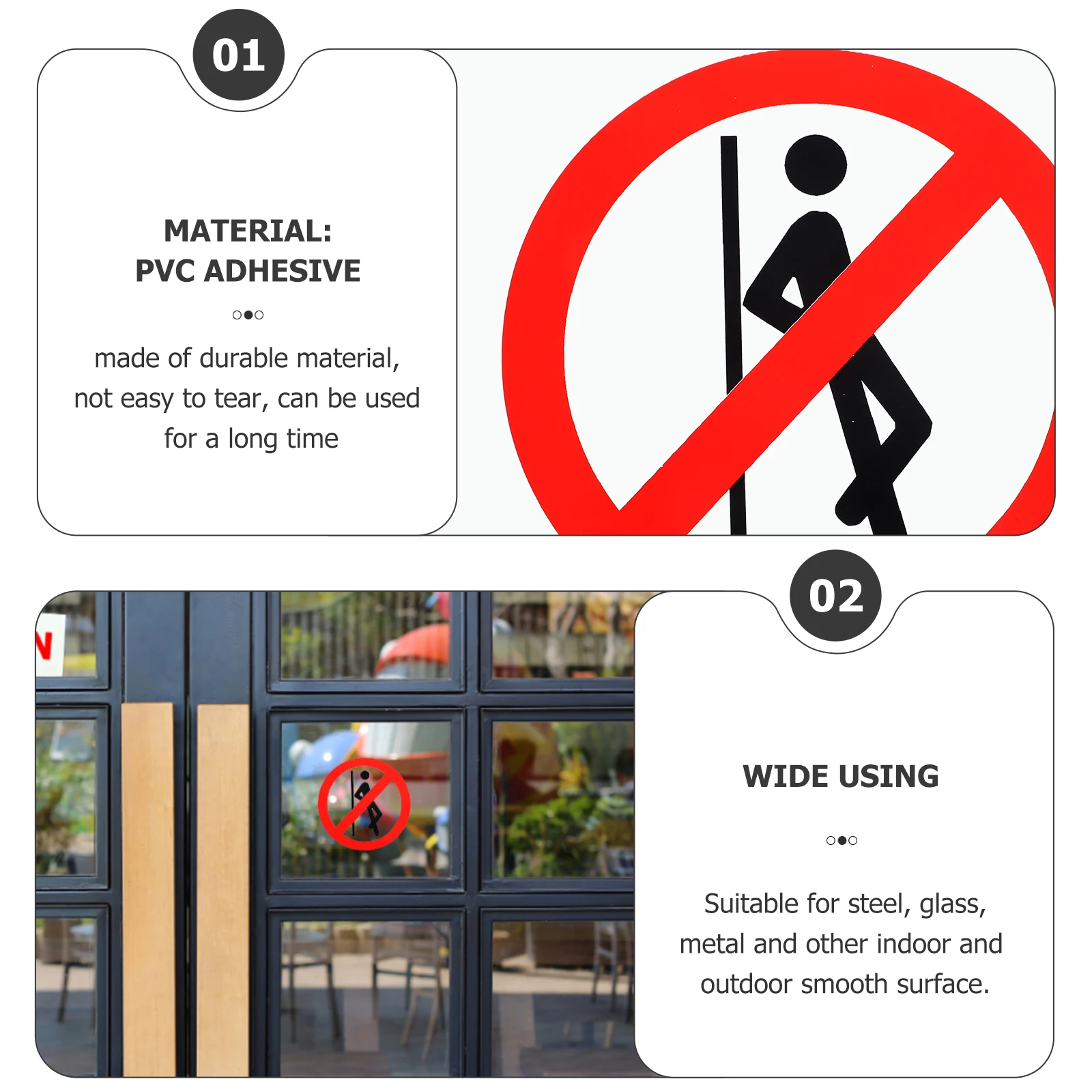 

5PCS Safety Warning Signs No Leaning Stickers Material Bright Color Clear Pattern Suitable Steel Glass Metal Indoor