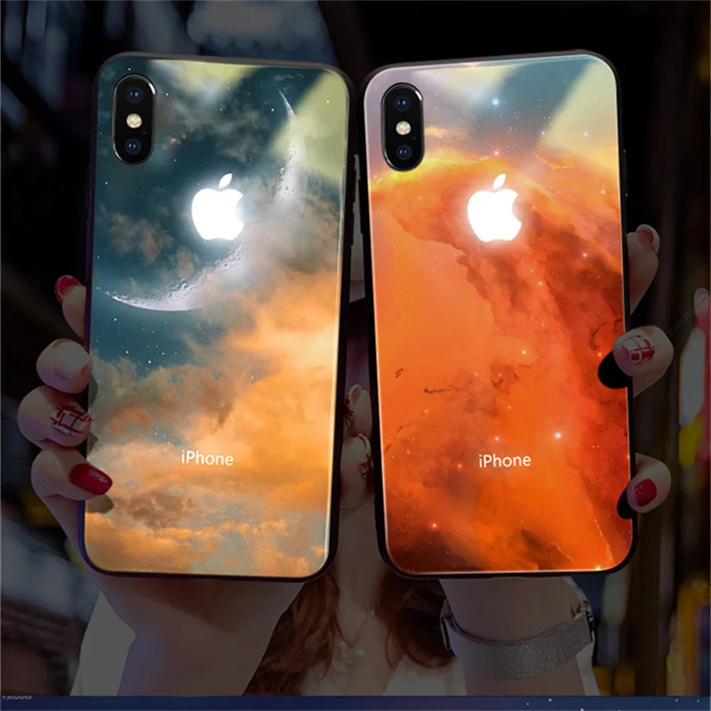 Led Colorful Light Phone Case Call Flash For Apple 14 13 Pro Max X XS XR Luminous Shockproof HD Painting With 7 8P iPhone Cover