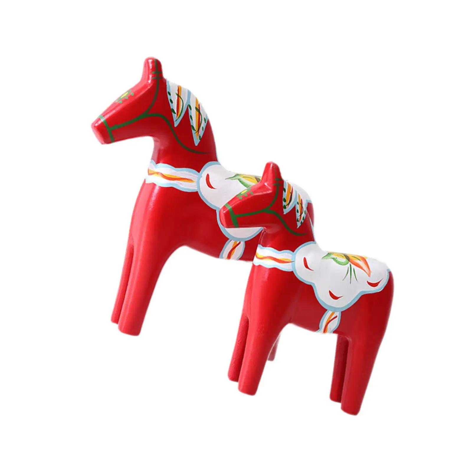 2 Pieces Swedish Dala Horse Statue Red Novelty Souvenir Memento Color Painting Classical Hand Painted Dalecarlian Horse Ornament