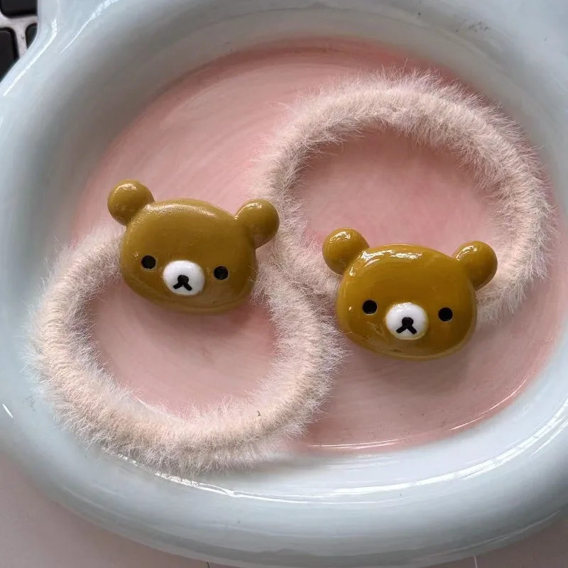 1/2 ชิ้น ที่คาดผมลายริลัคคุมะน่ารักสำหรับเด็กผู้หญิง ลายการ์ตูนน่ารัก เครื่องประดับผมแฟชั่น เชือกมัดผม สร้อยข้อมืออนิเมะ ของขวัญคริสต์มาส