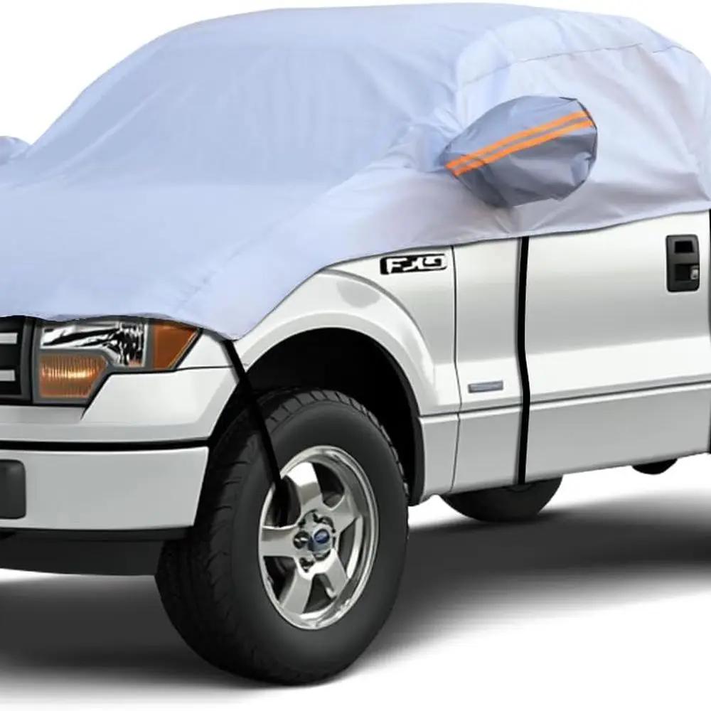 

Crew Cab Truck Cover - Half Top Protector, Sun & Water Resistant for Extended Cab Trucks