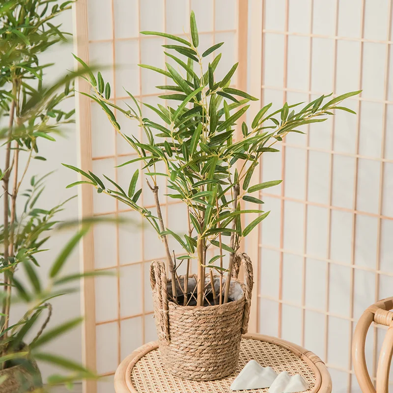 Simulated bamboo decoration for living room, new Chinese Zen style green plants, floor to ceiling potted plant decorations