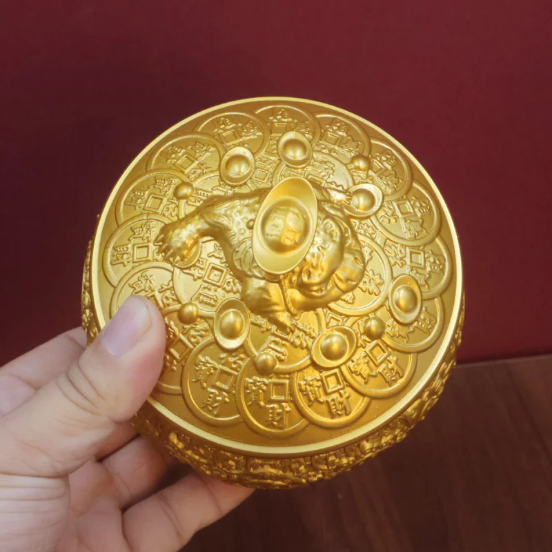 Brass Golden Toad Kirin Treasure Bowl Entrance Living Room Office Desk Decoration Blessing Opening Housewarming Or