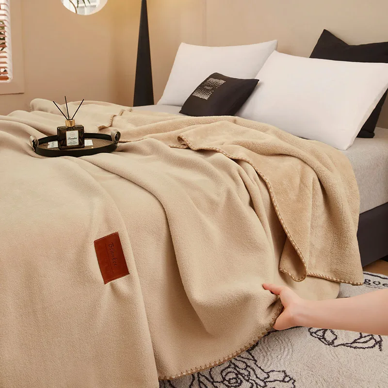 New Autumn and Winter Light Luxury Solid Color Imitation Cashmere Blanket, Warm Flannel Sofa Blanket, Home Dormitory Nap Blanket