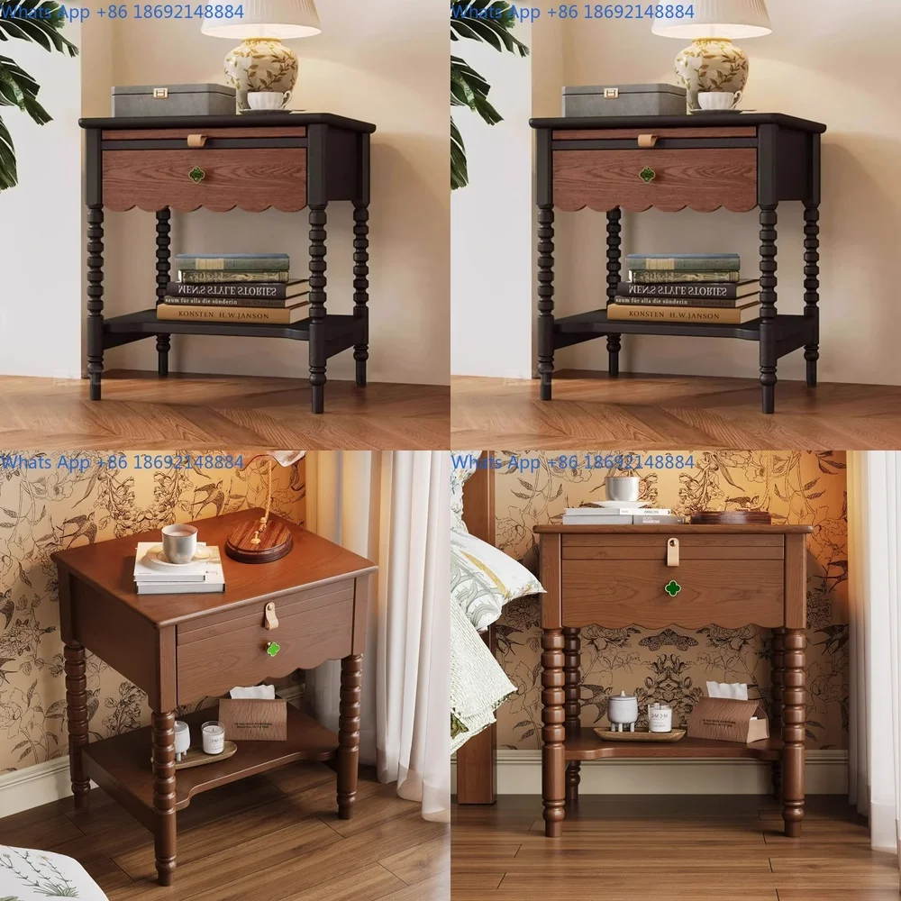 

Solid Wood Nightstand Minimalist Vintage Style Bedroom Storage Cabinet Ash Wood Modern Retro Design Home Furniture