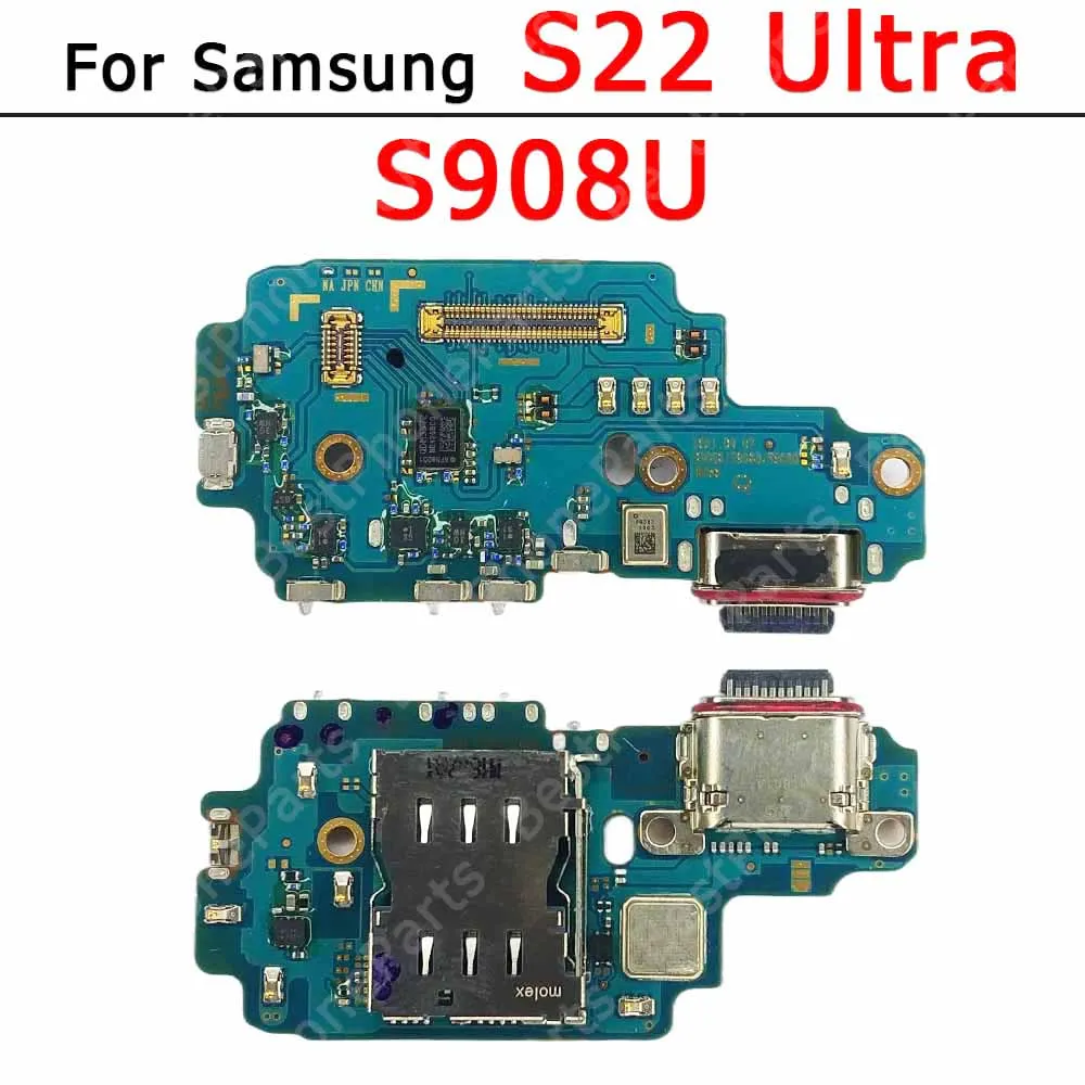 Charging Port For Samsung Galaxy S22+ Plus 5G S22 Ultra Charge Board Pcb Dock Usb Connector Flex Plate Spare Parts