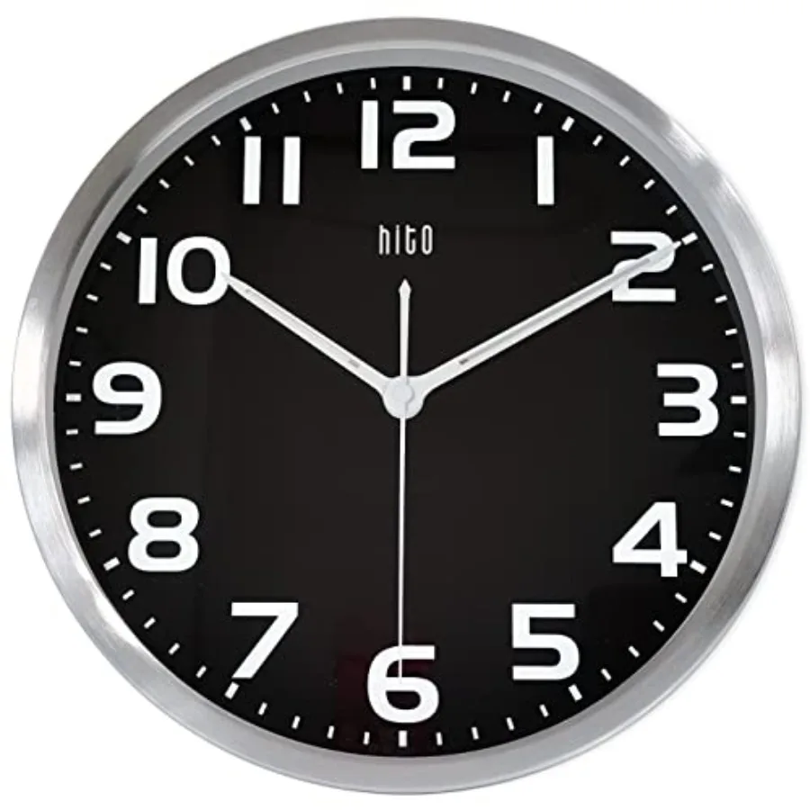 Night Light Wall Clock Battery Operated Brightness Adjustable, Metal Frame, Glass Cover