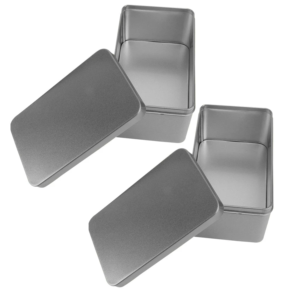 

2pcs Storage Box Large Capacity Smooth Surface Dustproof Sealing Lid Rectangular Tinplate Containers Household Tea ganizer Bulk
