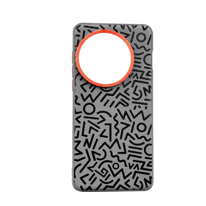 Graffiti For OnePlus 13 Attraction Plain Leather Case For One Plus 13R Ace 5 Pro Lens Hardware Large Hole Protection Phone Cover