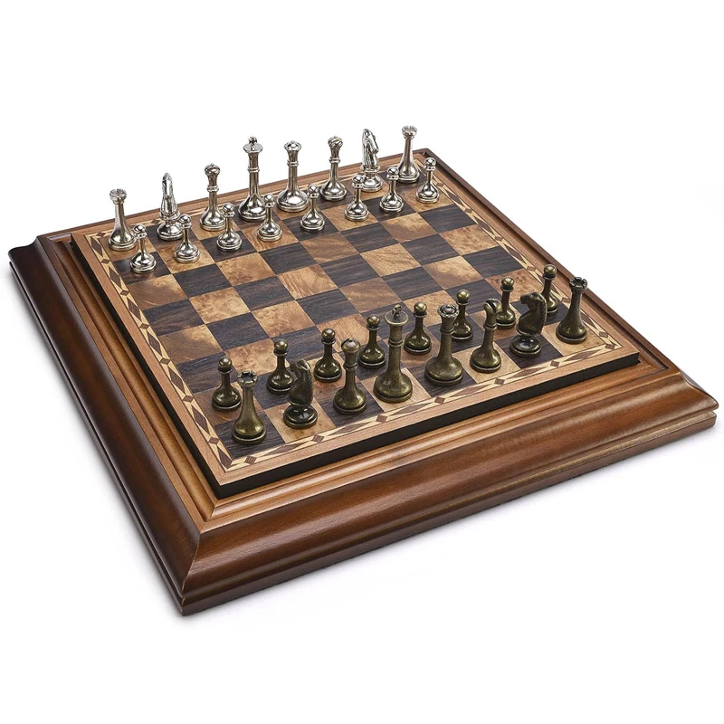 Che's'sHigh end desktop 36cm/14inch wooden chess set detachable metal chess pieces king height 6.3cm chess storage/gift packagin