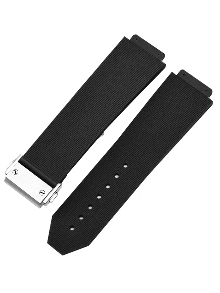 19x26mm Sweatproof Odorless Genuine Cow Leather Watchbands for Hublot Yubo Big Bang Series Exquisite Non-slip Silicone Strap