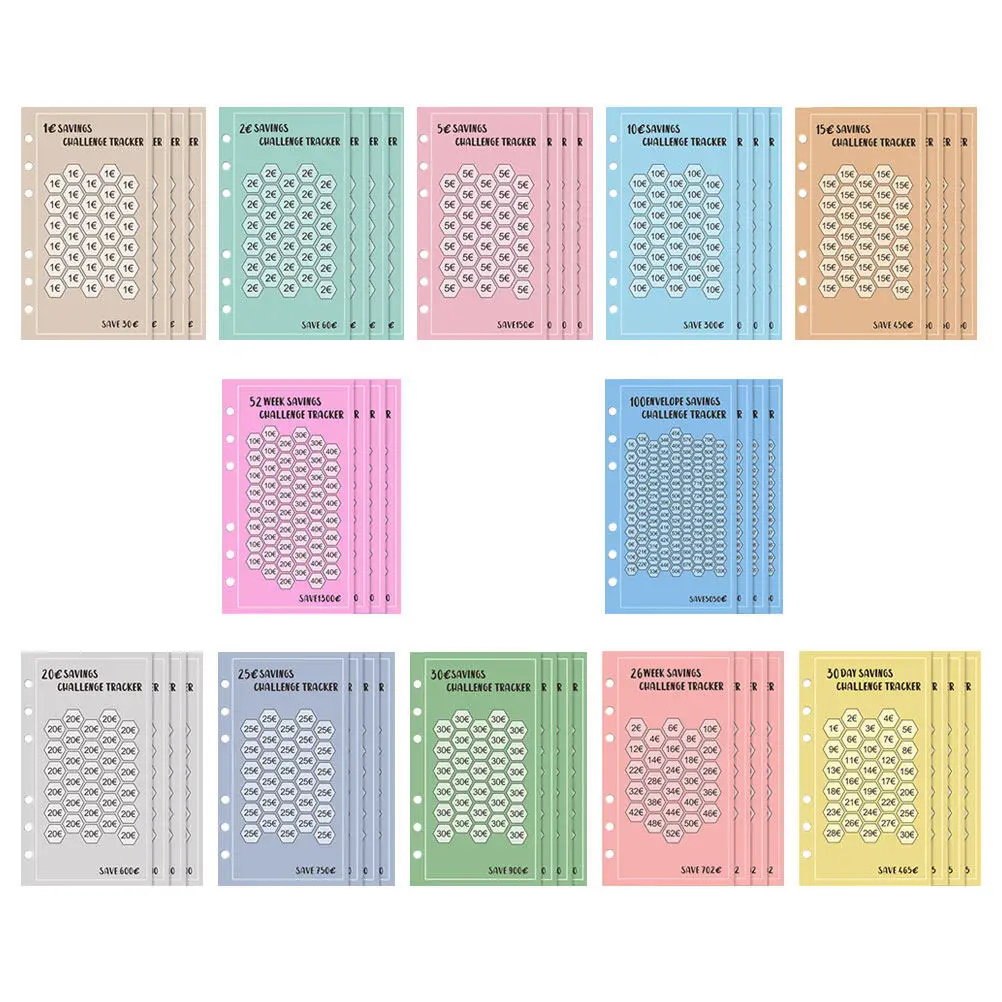 

48Pcs A6 Savings Challenge Envelopes Euro 6-Hole Binder Cash Envelope Budget Organizer Saving Binder Envelope Savings Envelopes
