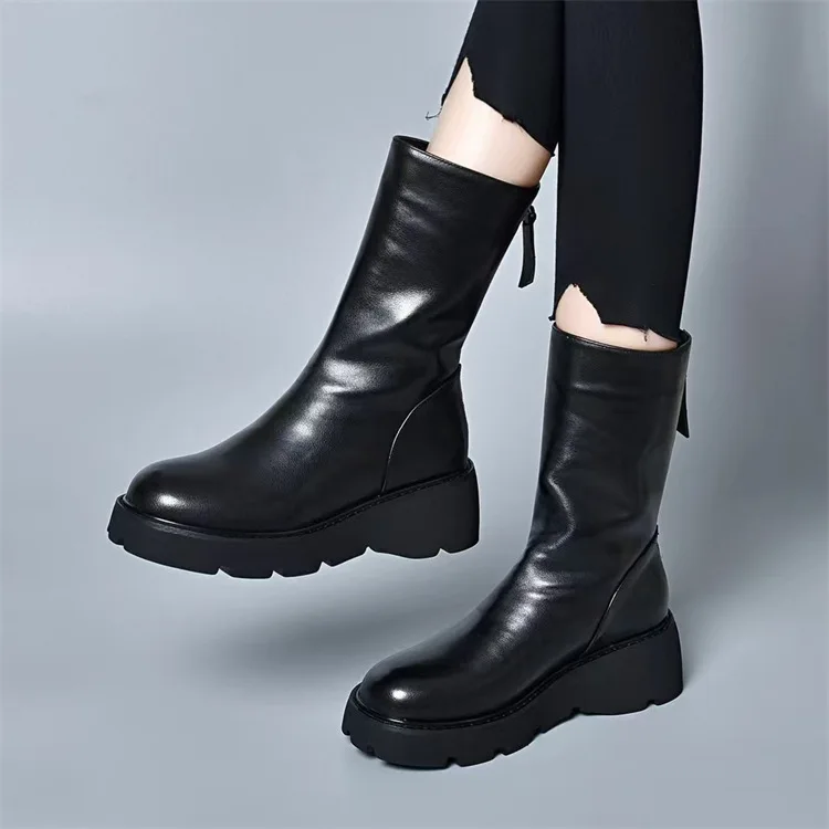 Stivaletti 2026 nuovi per autunno e inverno, con suola in peluche, fondo in spugna e tacco inclinato