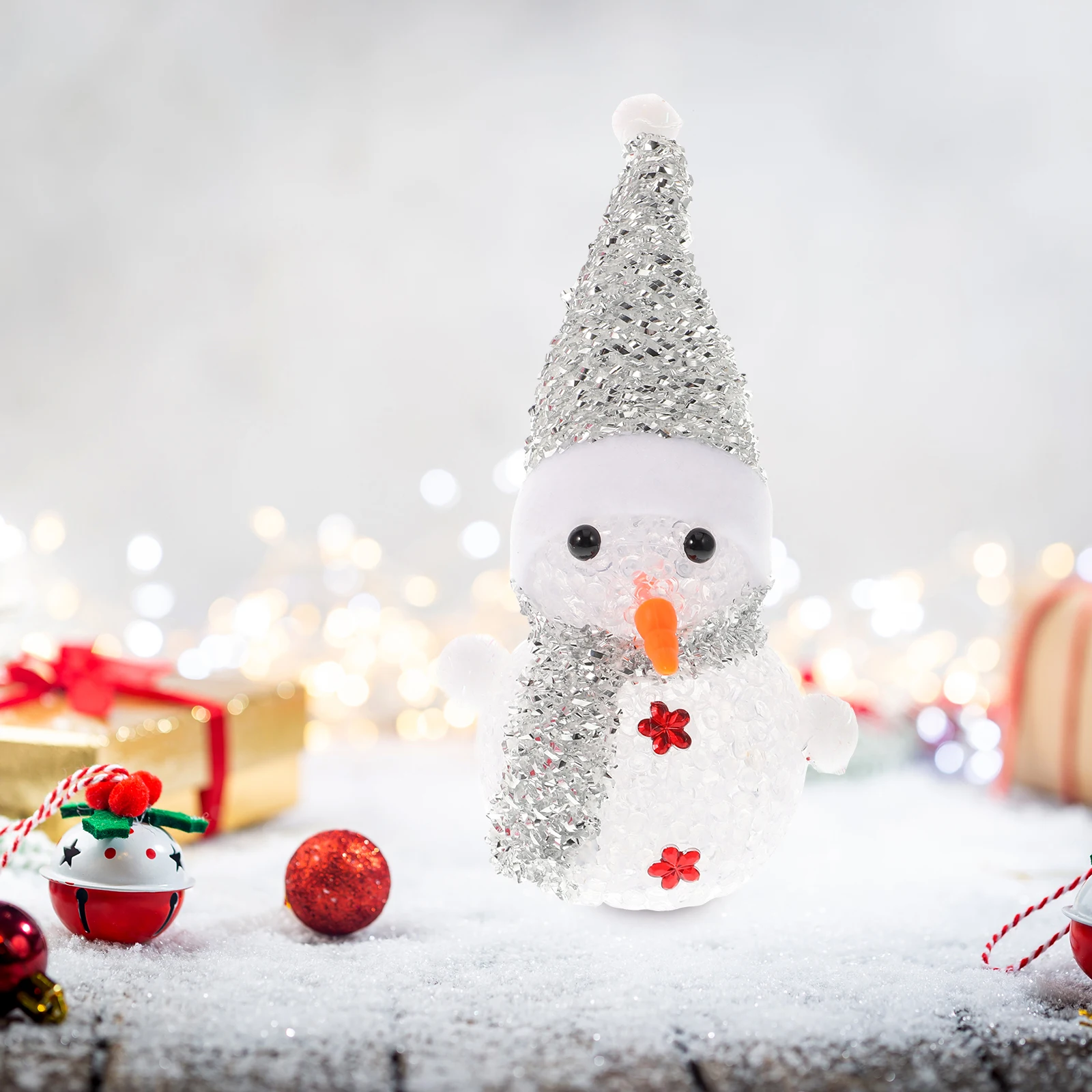 

3Pcs Christmas Luminous Snowman Ornament Festive Xmas Adornment Exquisite Structure Fine Craftsmanship Table Decoration